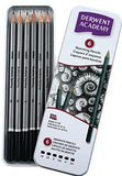 Derwent Academy Sketching Pencils, 6 Degrees of Hardness, Metal Tin, 6 Count (2301945)