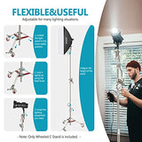 Neewer Pro 100% Stainless Steel C Stand Light Stand with Casters, Max. Height 14.4ft/440cm with 7ft/218cm Cross-Bar and Empty Sandbag for Photography Studio Reflector, Monolight and Other Equipment