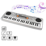 aPerfectLife Keyboard Piano 49 Keys, Multifunction Piano Keyboard Portable Piano Electronic Keyboard Music Instrument for Kids Early Learning Educational (Silver)