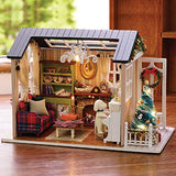 Spilay DIY Miniature Dollhouse Wooden Furniture Kit,Handmade Mini Retro Style Home Model with Dust Cover & Music Box ,1:24 Scale Creative Doll House Toys (Holiday time) Z09
