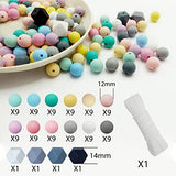 EDVENA 112pcs Silicone Beads for Keychain Making, 12mm Silicone Round Rubber Bead Bulk Beads for Necklace Bracelet Jewelry Making DIY Crafts Kit with Rope