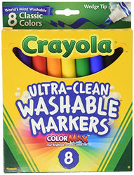 Binney & Smith Crayola(R) Washable Wedge Tip Markers, Assorted Colors, Box Of 8
