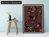Palodio 5D Diamond Painting Kits African American, Paint with Diamonds Art African Black Woman Paint by Numbers Full Round Drill Cross Stitch Crystal Rhinestone Home Wall Decoration 12x16 inch