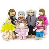 Dollhouse People, Dolls Family of 7 Poseable Wooden Doll