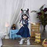 SISON BENNE 11.8 Inch Full Set Outfits 1/6 Fashion BJD Doll, Ball Jointed MSD Dolls with Makeup Eyes Wig Shoes Clothes Cute Hat, DIY Toys for Kids (Momo)