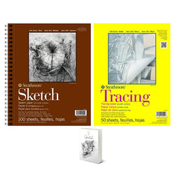 Strathmore Sketchbook Mixed Media 9x12 400 Series & Tracing Paper Pad Set- Premium Paper Sketch Book for Kids or Adults and Translucent Paper Drawing Set for Still Life & Portrait Drawing with E-Book