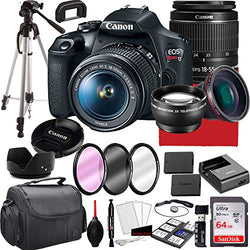 Canon EOS Rebel T7 DSLR Camera with 18-55mm f/3.5-5.6 is II Zoom Lens, 64GB Memory,Case, Tripod and More (28pc Bundle)