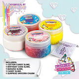 Wengie Whimsical Scented Slime Kit w/ Mystery Unicorn Charm - 4 Pack Glossy Fluffy Puffy Cloud Fruity Slime for Girls & Boys - STEM Educational Stress Relief Squishy Party Favors for Kids Age 6+