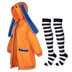 Japanese Anime Kakegurui Long Eare Rabbit Coat Hoodie Jacket Outfit for Yomoduki Runa Uniform Cosplay Costume(Orange L)