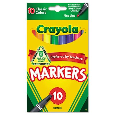 Crayola 58-7726 Classic Fine Line Markers Assorted Colors 10 Count, 2 Pack