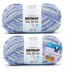 Bernat Baby Blanket Yarn - Big Ball (10.5 Oz) - Lovely Blue - 2-Pack Bundle with Bella's Crafts Stitch Markers