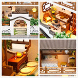 Flever Wooden DIY Dollhouse Kit Miniature with Furniture, Dust Proof Cover and Music Movement, Creative Craft Gift with Chinese Style for Lovers and Friends (Moonlight Over The Lotus Pond)