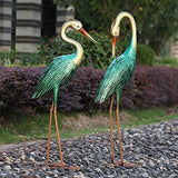 Crane Garden Statues Outdoor Heron Metal Yard Art Statues and Sculptures for Lawn Patio Backyard Decoration Large Size,Set of 2