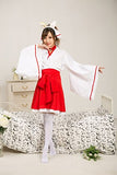 Japanese anime red and white kimono fox cosplay costume with socks size S(Asia M)
