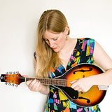 Vangoa LEFT-HANDED Mandolin Musical Instrument, Acoustic 8 String Mandolin A Style for Left Hand Beginners, Sunburst