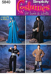 Simplicity Teen's and Adult's Wizard Costume and Ninja Costume Sewing Patterns, Sizes XS-XL