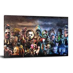FINDEMO Horror Movie Characters Canvas, Old Classic Movie Gangste Poster Decorative Painting Canvas Wall Art Living Room Posters Bedroom Painting 24×36inch(60×90cm)