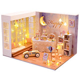 Dollhouse Miniature with Furniture,DIY 3D Wooden Doll House Kit Apartment Style Plus with Dust Cover and LED,1:24 Scale Creative Room Idea Best Gift for Children Friend Lover(Gamp Party) BT010