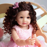 Kokomo Reborn Baby Dolls Silicone Full Body 22 Inch 55cm That Look Real Cute Curly Hair Reborn Girls Newborn Baby Doll Toy Gifts Set