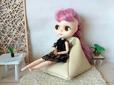 Doll Bean Bag, Dollhouse Leather Chair Square 1/6 scale. Miniature Furniture