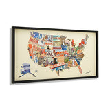 Empire Art Direct American Map Dimensional Collage Handmade by Alex Zeng Framed Graphic Contemporary Wall Art, 25" x 48" x 1.4", Ready to Hang, Across America