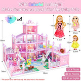 Dream House Doll House Kit, DollHouse with LED Lights , 4 Floors with 3 Dolls/Doll Accessories /Pets/Furnitures DIY Pretend Play Large Doll House Building Toys Playset House, Gift for Girls Toddlers