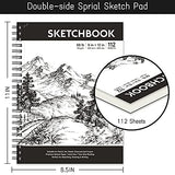 Sketch Book - Hardcover Sketch Pad, 9" x 12", 112-Sheet, 68 lb/110 GSM, Durable Sketchbook Use with Pens, Pencils, Sketching Stick and More, for Professional Kids, Teens, Adults