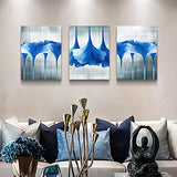 Family Bedroom Wall Decor Canvas Wall Art For Living Room Fashion Wall Decorations For Bathroom Abstract Paintings Kitchen Canvas Art Blue Flowers Hang Pictures Artwork Modern Home Decoration 3 Piece