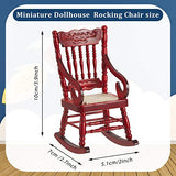 2 Pieces Miniature Rocking Chairs Dollhouse Wooden Rocking Chair 1:12 Wooden Chair Dollhouse Furniture DIY Ornament Kit for Dollhouse Home Decoration Scene Shooting, White and Red