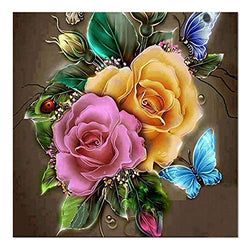 SuperDecor 5d Diamond Painting Full Drill by Number Kits Crystal Rhinestone Diamond Embroidery Paintings for Adults and Kids, Large Flowers 30x30cm