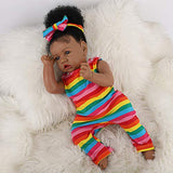 HOOMAI Lifelike Reborn Baby Dolls with Soft Body African American Realistic Girl Doll 22.8 Inch Best Birthday Gift Set
