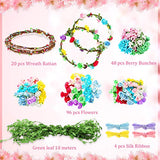Flower Crowns Making Kit, 168 Pieces Parts, Make Your Own Flower Wreath Hair Accessories DIY Kit Headbands and Bracelets Craft Kit Handmade Floral Crown Garland Kit Nice Presents for Girls