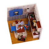 eveseed DIY Miniature Dollhouse Kit with Furniture Creative Dining Room Mini Wooden Doll House Accessories Plus Dust Proof for Kids Teens Adults