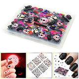 WOKOTO 24Pcs Halloween 3D Nail Adhesive Decals Nail Art Decoration Accessory with 1 Pcs Tweezers Manicure Sticker Kit