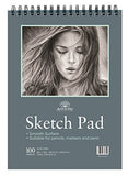 100 Sheets 9 x 12 Inch Smooth Texture Sketchpad For Drawing Notebook Pencils Pens Markers Sketching