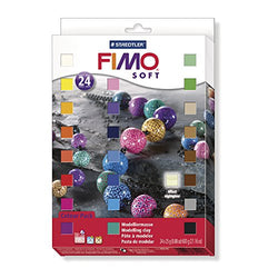 Staedtler Fimo Soft 8023 02 Oven Hardening Modelling Clay 24 Half Blocks Assorted Colours