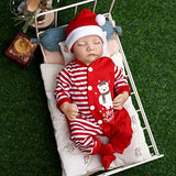 JIZHI Christmas Outfit Realistic Newborn Baby Dolls 17 Inch Reborn Baby Dolls Full Vinyl Body Real Life Baby Doll with Feeding kit and Toy Accessories for Kids to Act Mom & Collection