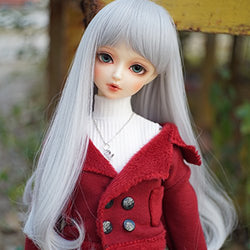 1/3 BJD SD Doll Wig Heat Resistant Synthetic Long Light Blonde Gray Buckle Wavy Hair for 1/3 1/4 BJD Doll Wig