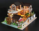 Cool Beans Boutique Miniature DIY Dollhouse Kit Wooden Asian Traditional Mansion - with Dust Cover - Architecture Model Kit (English Manual)