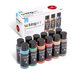 KINGART Studio Acrylic Craft Paint, 60ml Bottle, Set of 12 Metallic Colors