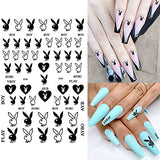 Luxury Nail Art Stickers Decals Nail Art Supplies 3D Heart Bunny Nail Decals Self Adhesive Nail Stickers Designs Nail Designer Stickers for Acrylic Nails Decorations DIY Manicure Tips (12 Sheets)