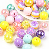 ANCADN 20mm Chunky Bubblegum Beads Acrylic Beads Easter Color Beads for DIY Jewelry Making (Easter-Purple)