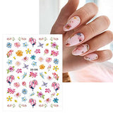 JMEOWIO 8 Sheets Spring Flower Nail Art Stickers Decals Self-Adhesive Pegatinas Uñas Leaves Nail Supplies Nail Art Design Decoration Accessories