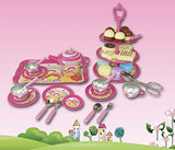 Oojami 48 Piece High Tea Set for Girls | Pretend Play Afternoon Tin Tea Set | Includes a 3 Tier Cake Stand | Includes Pretend Desserts | Makes a Great Gift for Ages 3+