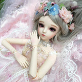 EVA BJD 24" Full Set BJD Doll + Handmade Makeup 24 inch 60cm Lady + Glass Eyes + Accessories Wigs Clothes Shoes (04)
