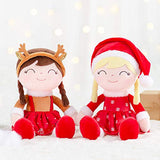 Gloveleya Baby Girl Gift Christmas Doll Soft Plush Girl Costume Toy Red 14"