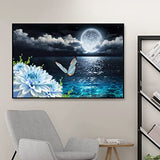 GESOON Lake Diamond Painting Kits for Adults,Moon Large DIY 5D Diamond Art Kits Full Drill, Flowers with Butterfly Paint by Diamond for Wall Decor Gift 28x16