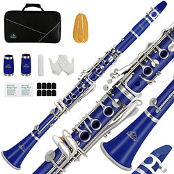 EASTROCK Bb Clarinet 17Nickel Keys ABS Material Wide Range of Tones Particularly Beginner & Students-friendly with Using Tools and Two Replaceable Barrels
