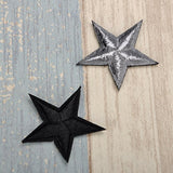 HOUSWEETY 10pcs Black Star Embroidered Iron On/Sew On Badge Applique Patch