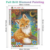 AIRDEA Fox Diamond Painting Kits for Adults Beginners 5D Full Drill Round Animal Diamond Art Kits Flowers Diamond Painting Kits Fox Picture Art Gem Painting for Home Wall Art Decor 11.8x15.7 inch